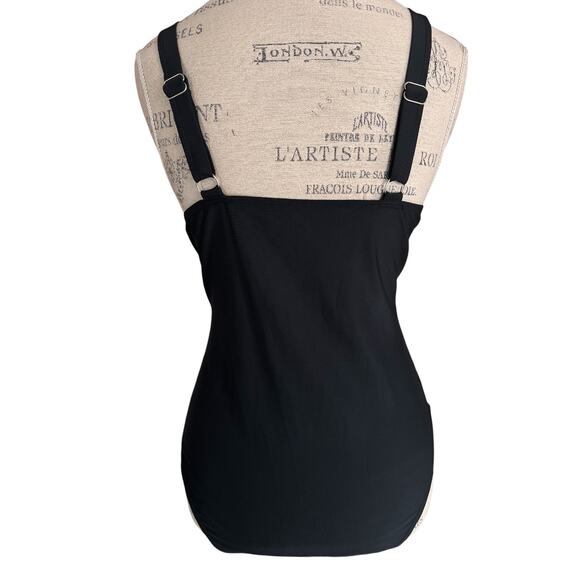 Women’s Black White Colorblock Underwire One Piece Swimsuit Adjustable Straps 2X - Picture 4 of 8